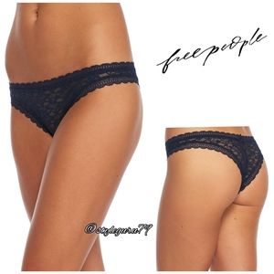 NWT, Free People, Navy Lace Tanga Panty